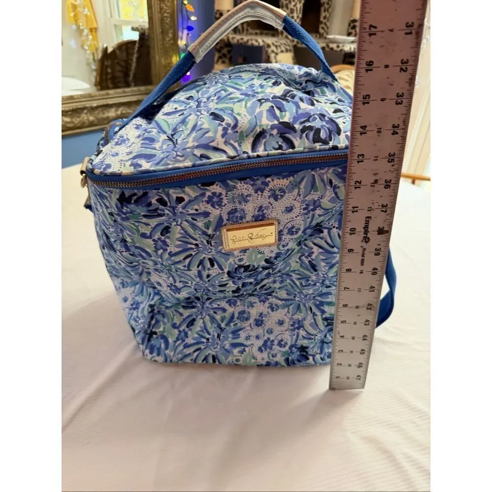 Lilly Pulitzer Cooler Insulated Picnic Wine Carrier Shoulder Bag Aqua